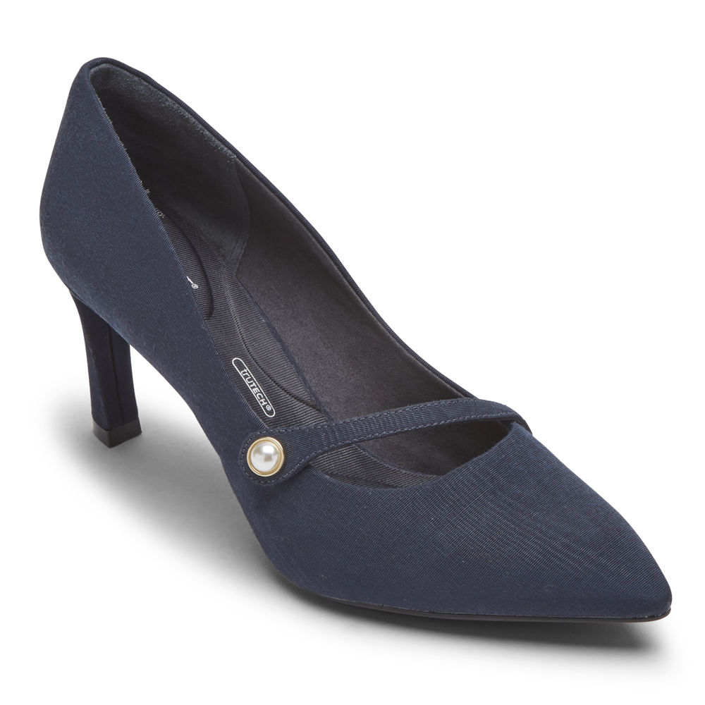 Rockport Heels For Womens Navy - Total Motion Sheehan Mary Jane - NI5370214